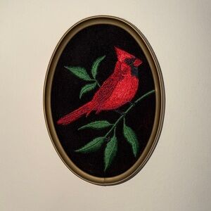Embroidered Cardinal Wall Art